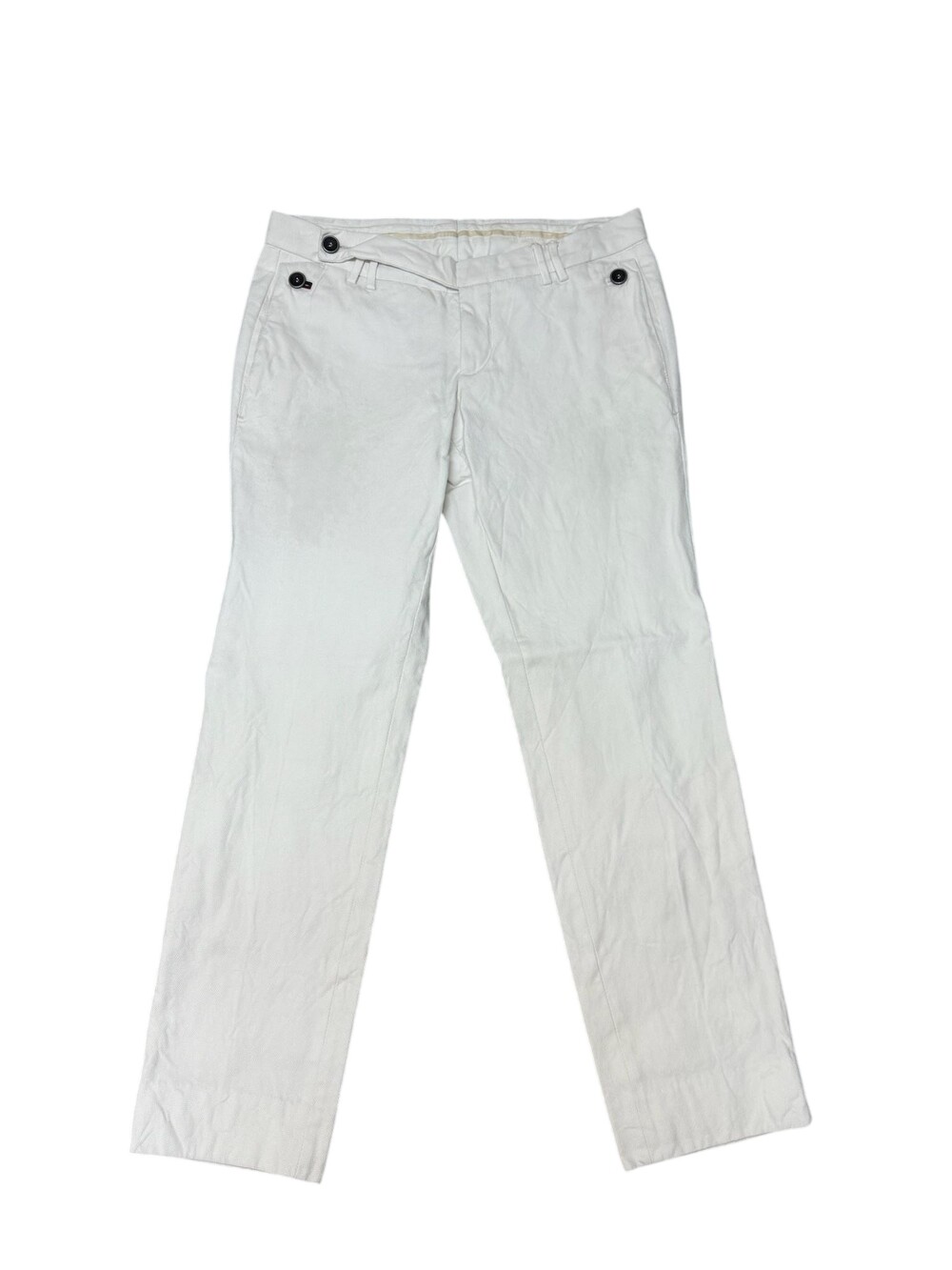 Gucci Dress Pants Mens 32x28 White Cotton Canvas Slim Straight Flat Front Italy